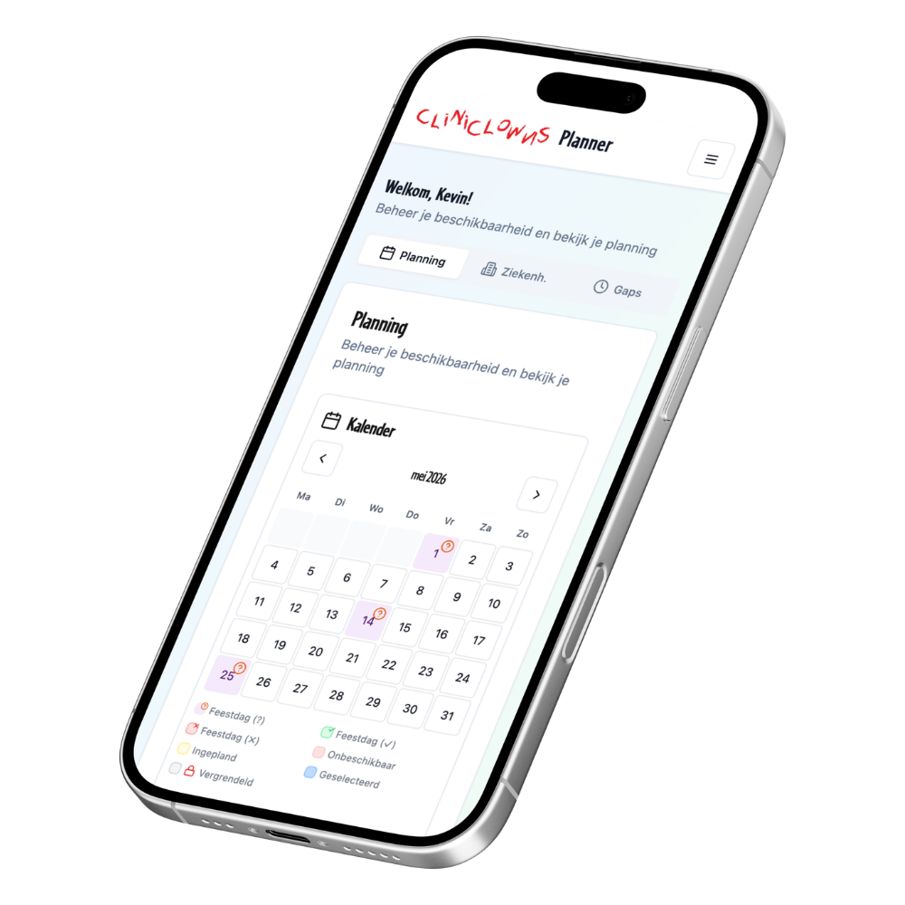 Cliniclowns Planner app op smartphone